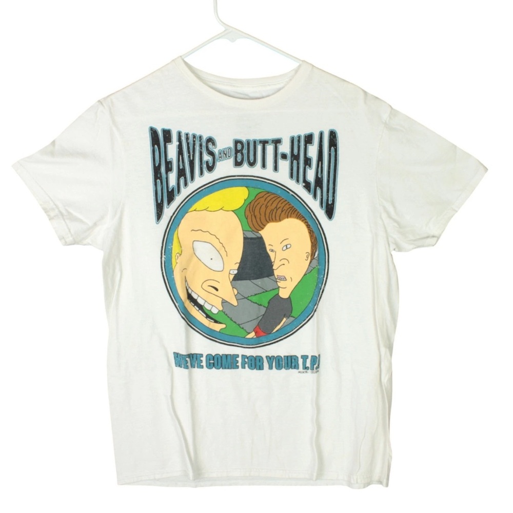 Beavis And Butthead T Shirt Men Large White MTV Mike Judge Cartoon